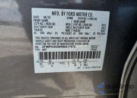 2024 Ford Edge Se from USA, damaged, VIN 2FMPK4G99RBA17472